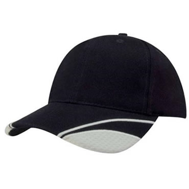 4058 Brushed Heavy Cotton Cap With Peak Mesh Inserts