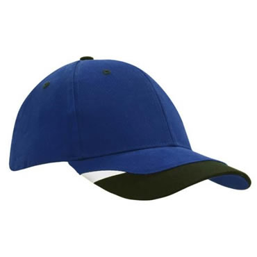 4125 6 Panel Heavy Brushed Cotton Cap with peak inserts & printed trim